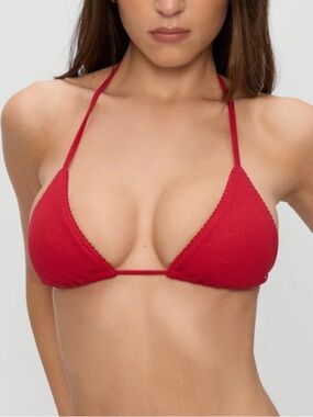 NWT New with Tags Frankies Bikinis Thermal Strawberry Red Triangle Top Swimwear